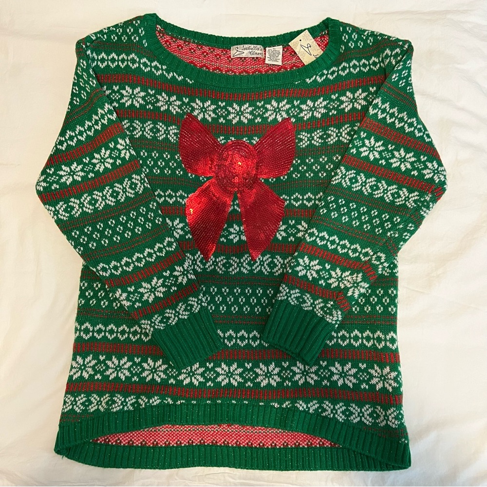 Isabella’s Closet sequin bow Christmas/holiday sweater, medium
